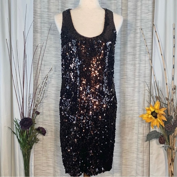 Vince coffee/chocolate brown sleeveless sequined party dress. - Picture 2 of 15